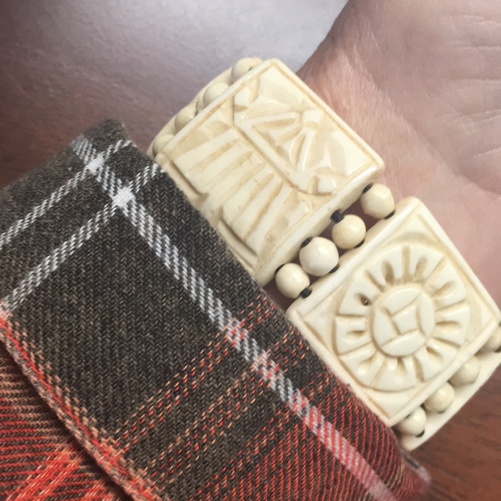 Carved Bone Panel Bracelet